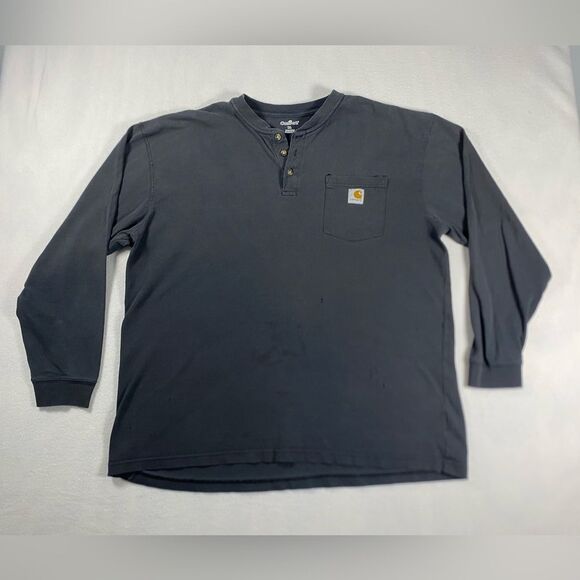 Carhartt Men's Loose Fit Heavyweight Long-Sleeve Pocket Henley T-Shirt Size XL - Picture 1 of 9